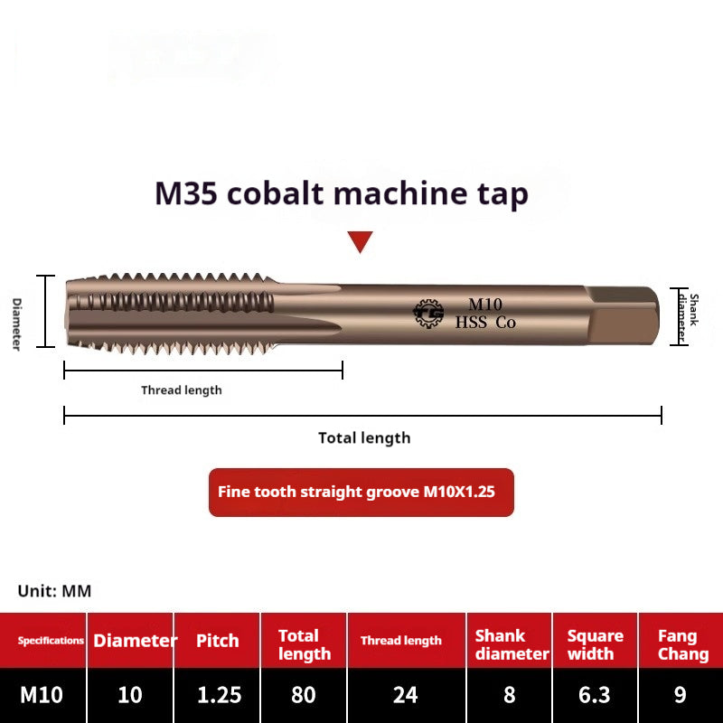 2122-M35 straight groove tap containing cobalt stainless steel, special fine tooth coarse tooth machine, tapping drill bit tool wire Shandong Denso Pricision Tools Co.,Ltd.